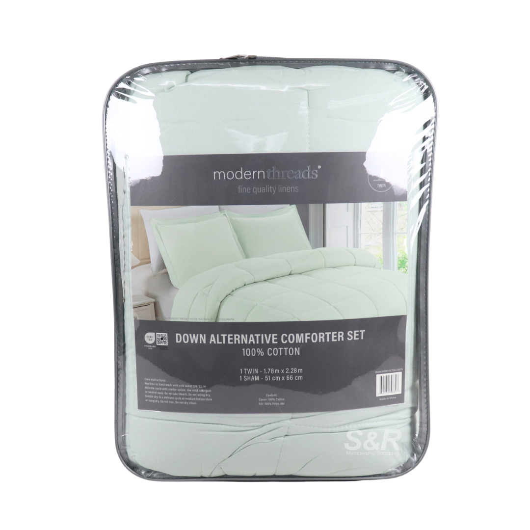 Modern Threads 100% Cotton 2-piece Green Comforter Set Twin Size